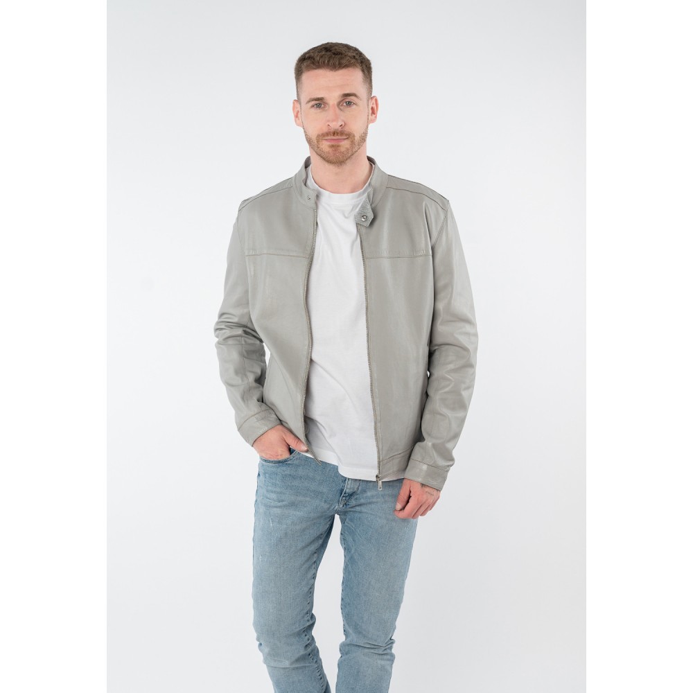 Męska skórzana kurtka Mauritius srebrnoszara MMOOrlando - readytowear