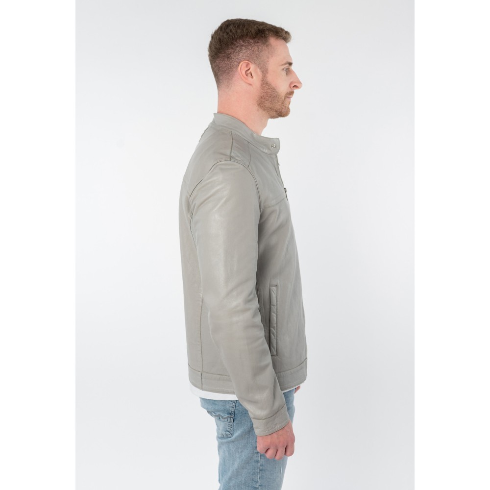 Męska skórzana kurtka Mauritius srebrnoszara MMOOrlando - readytowear