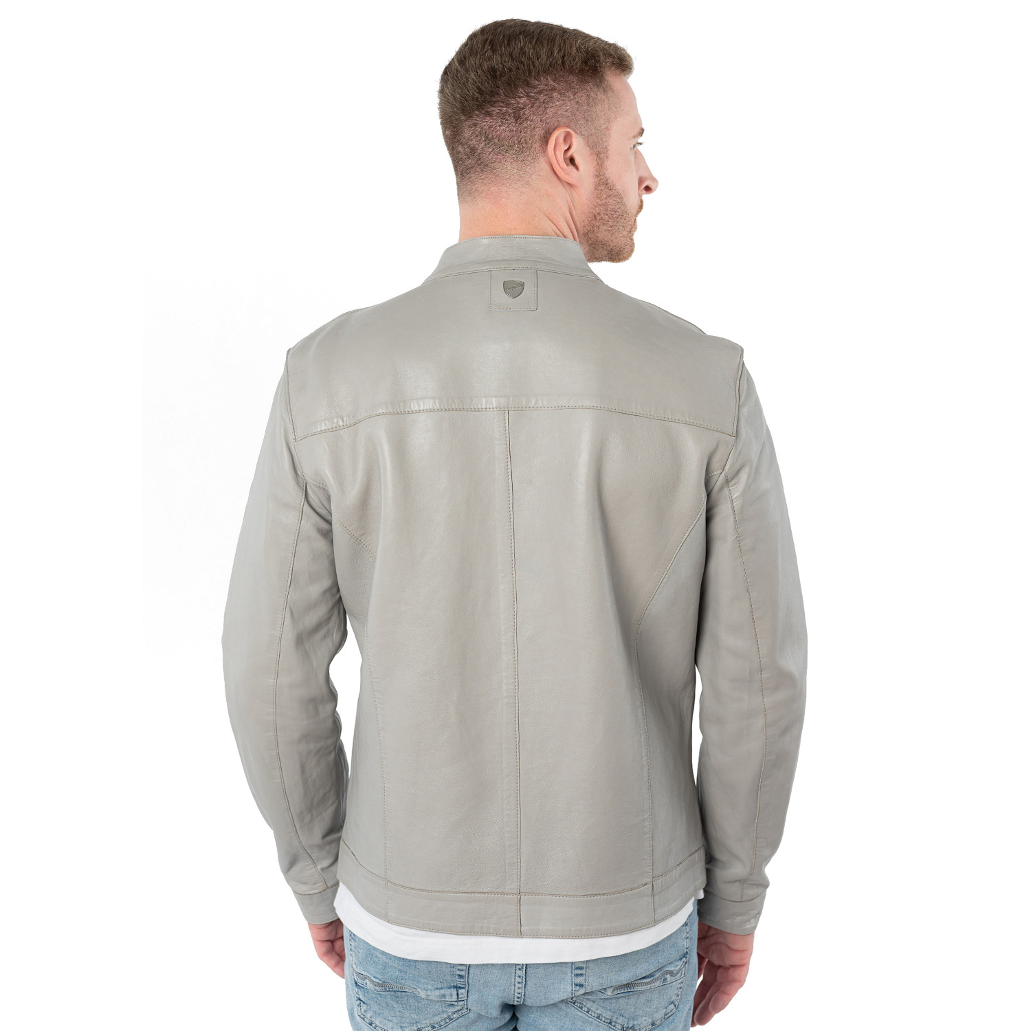 Męska skórzana kurtka Mauritius srebrnoszara MMOOrlando – Kurtki skórzane