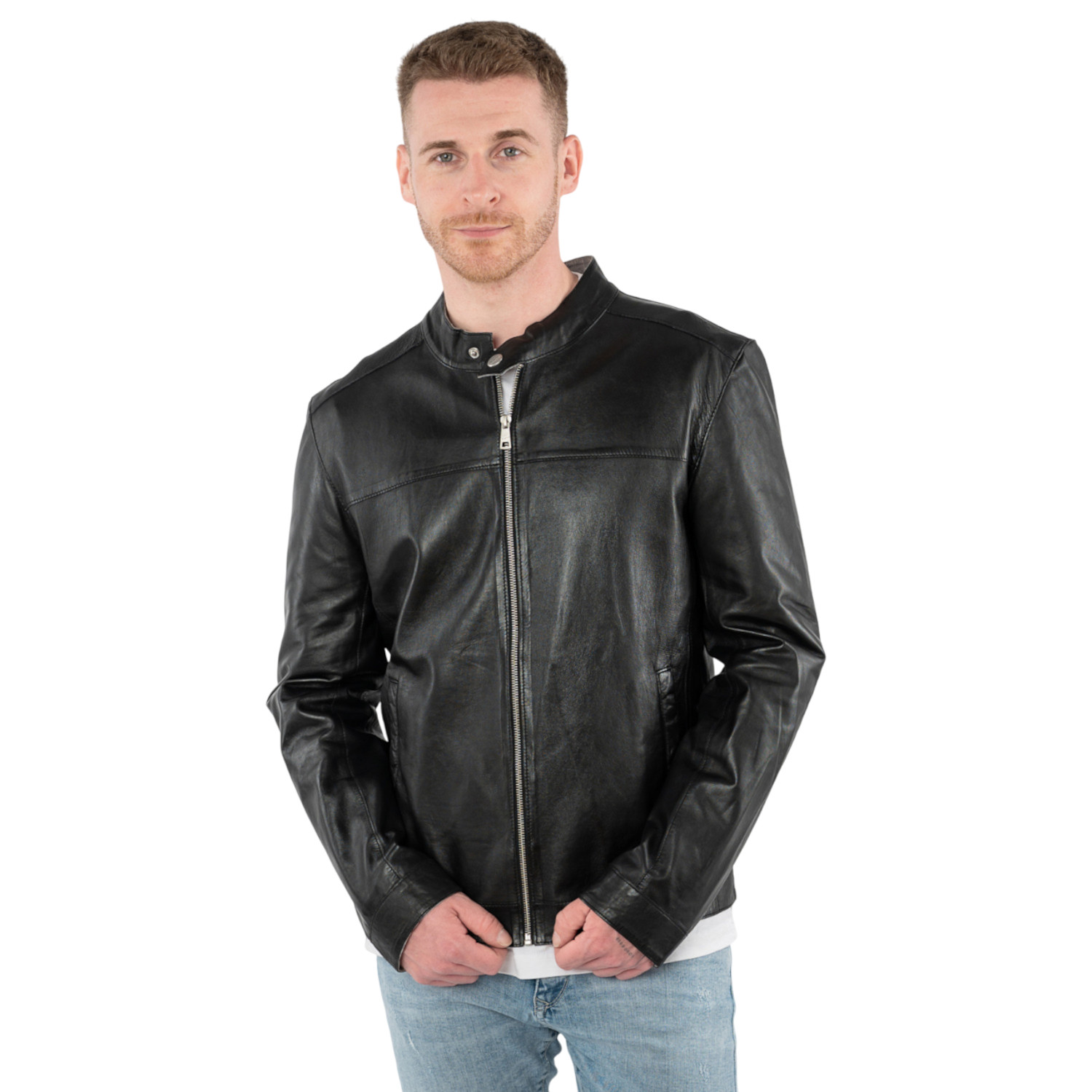 Męska skórzana kurtka Mauritius Czarna MMOOrlando – Kurtki skórzane
