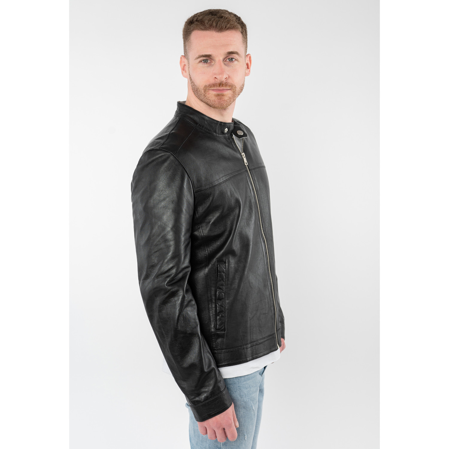 Męska skórzana kurtka Mauritius Czarna MMOOrlando – Kurtki skórzane