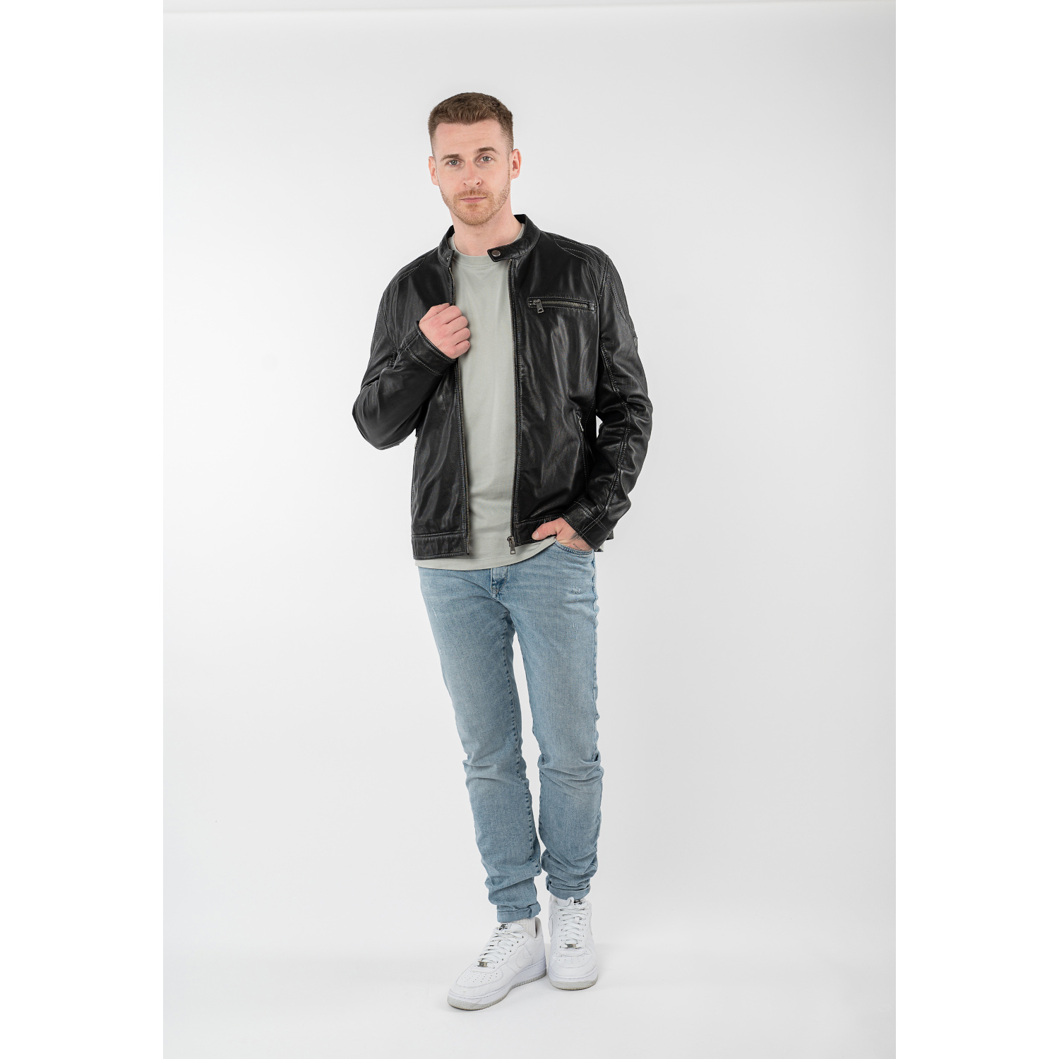 Męska skórzana kurtka Mauritius Czarna MMOrvay