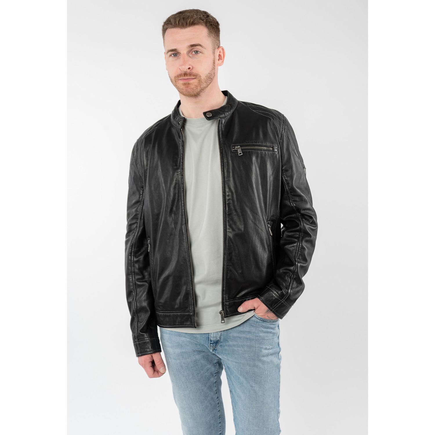 Męska skórzana kurtka Mauritius Czarna MMOrvay