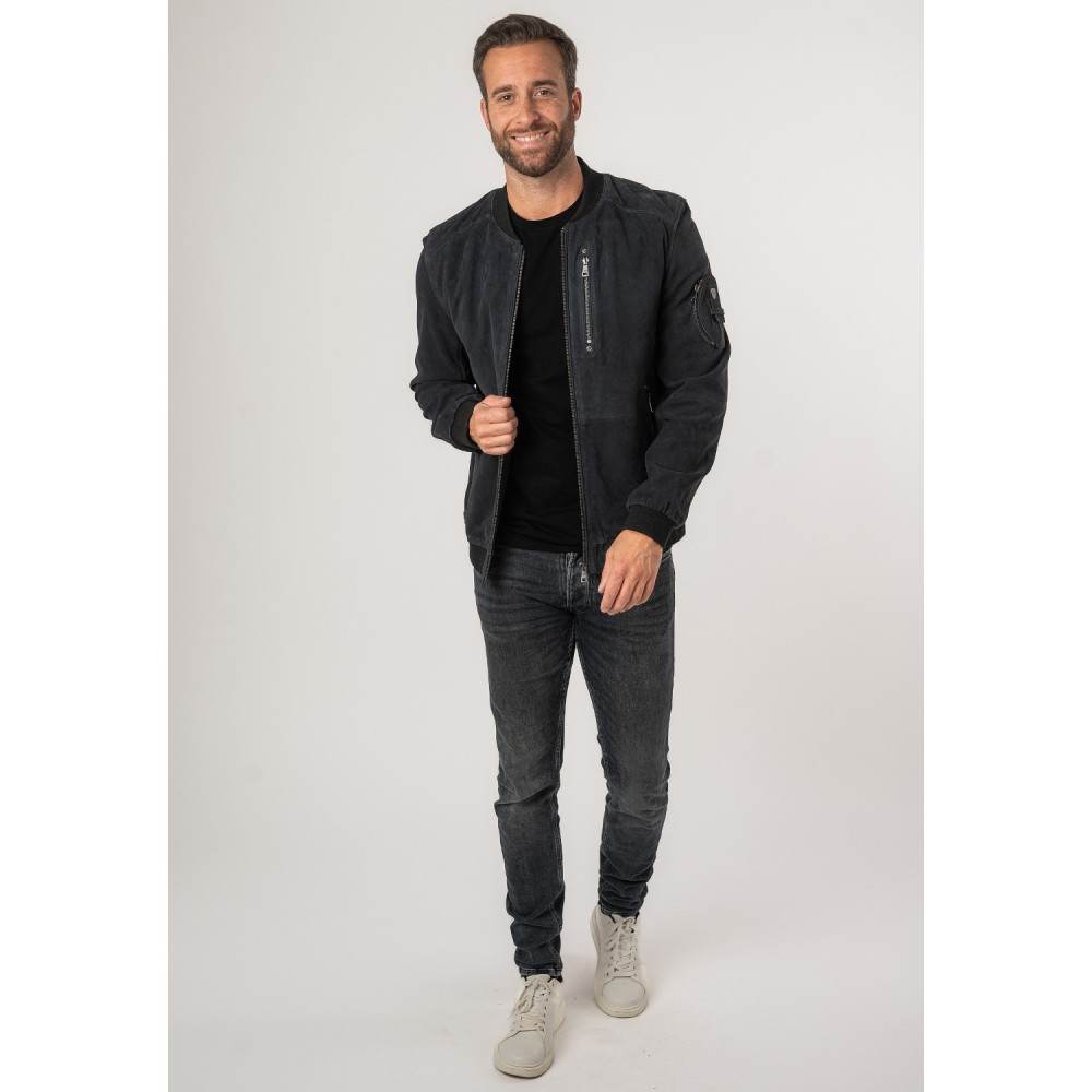 Męska skórzana kurtka Mauritius granatowa MMPalermo - readytowear