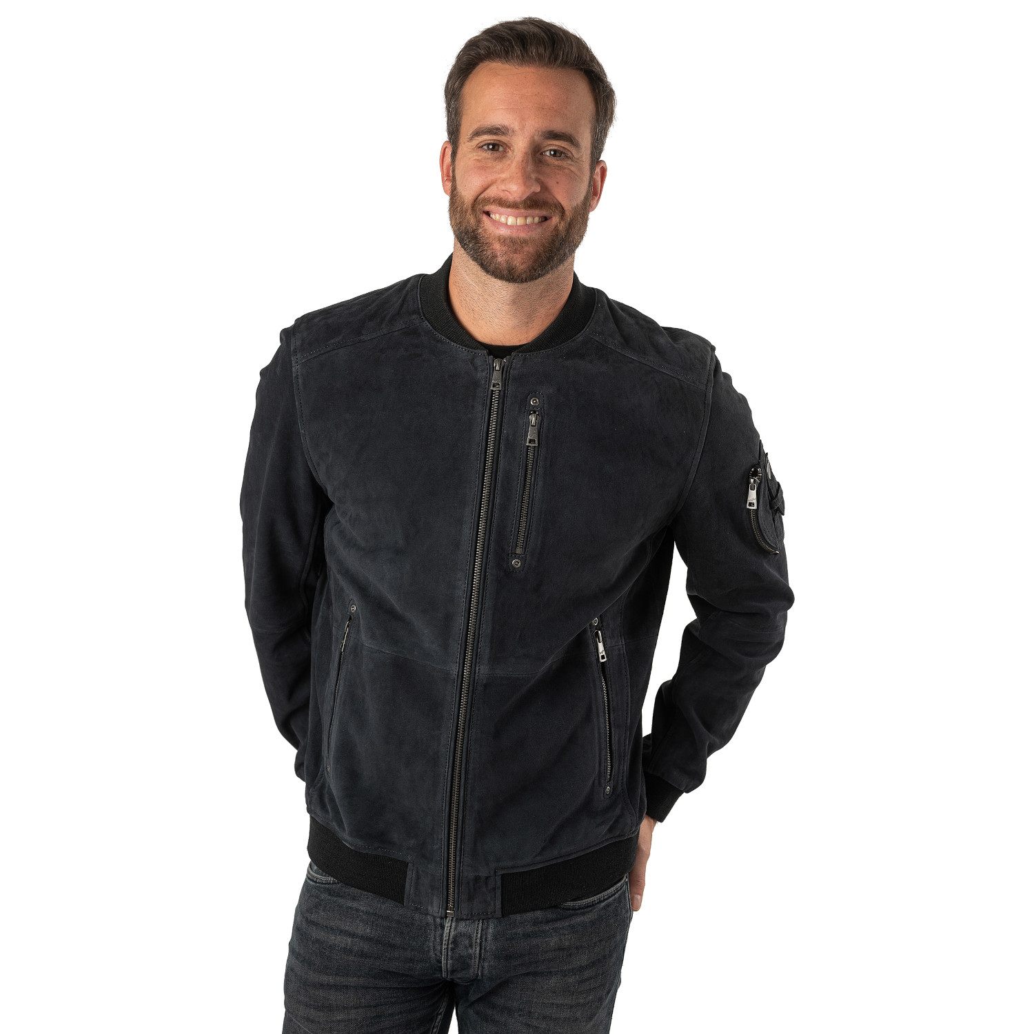 Męska skórzana kurtka Mauritius granatowa MMPalermo – Kurtki skórzane