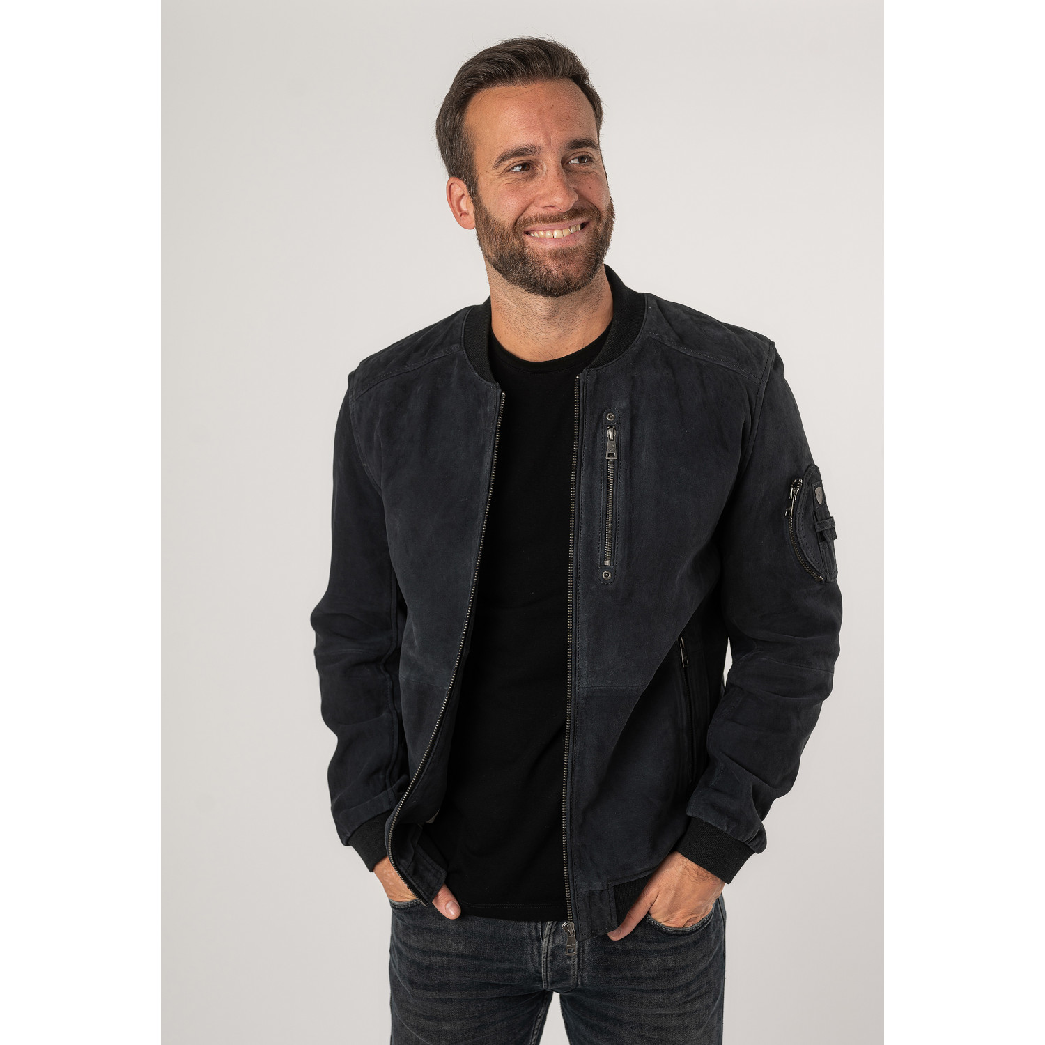 Męska skórzana kurtka Mauritius granatowa MMPalermo – Kurtki skórzane