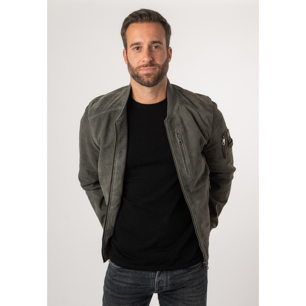 Męska skórzana kurtka Mauritius Szara MMPalermo - readytowear