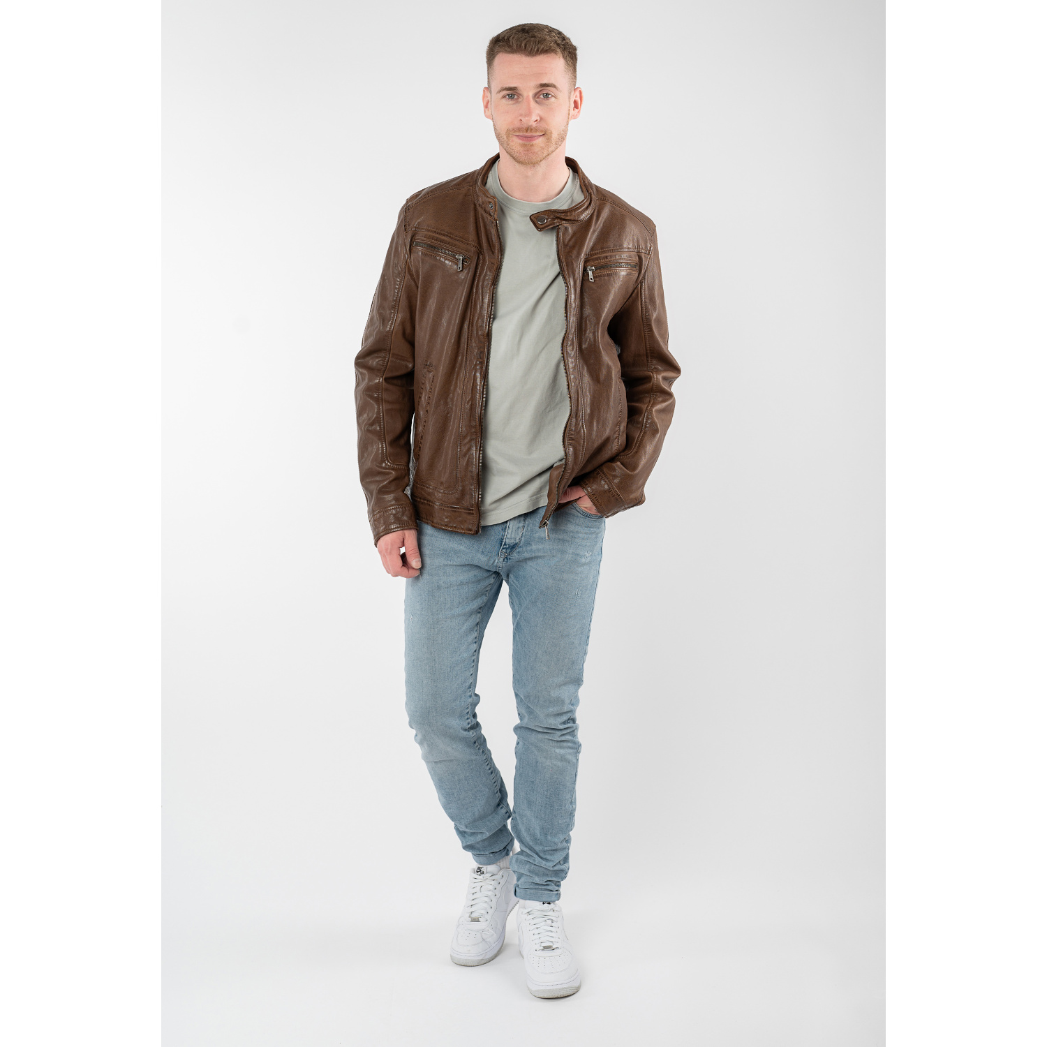 Męska skórzana kurtka Mauritius Dusty Brown MMRoley