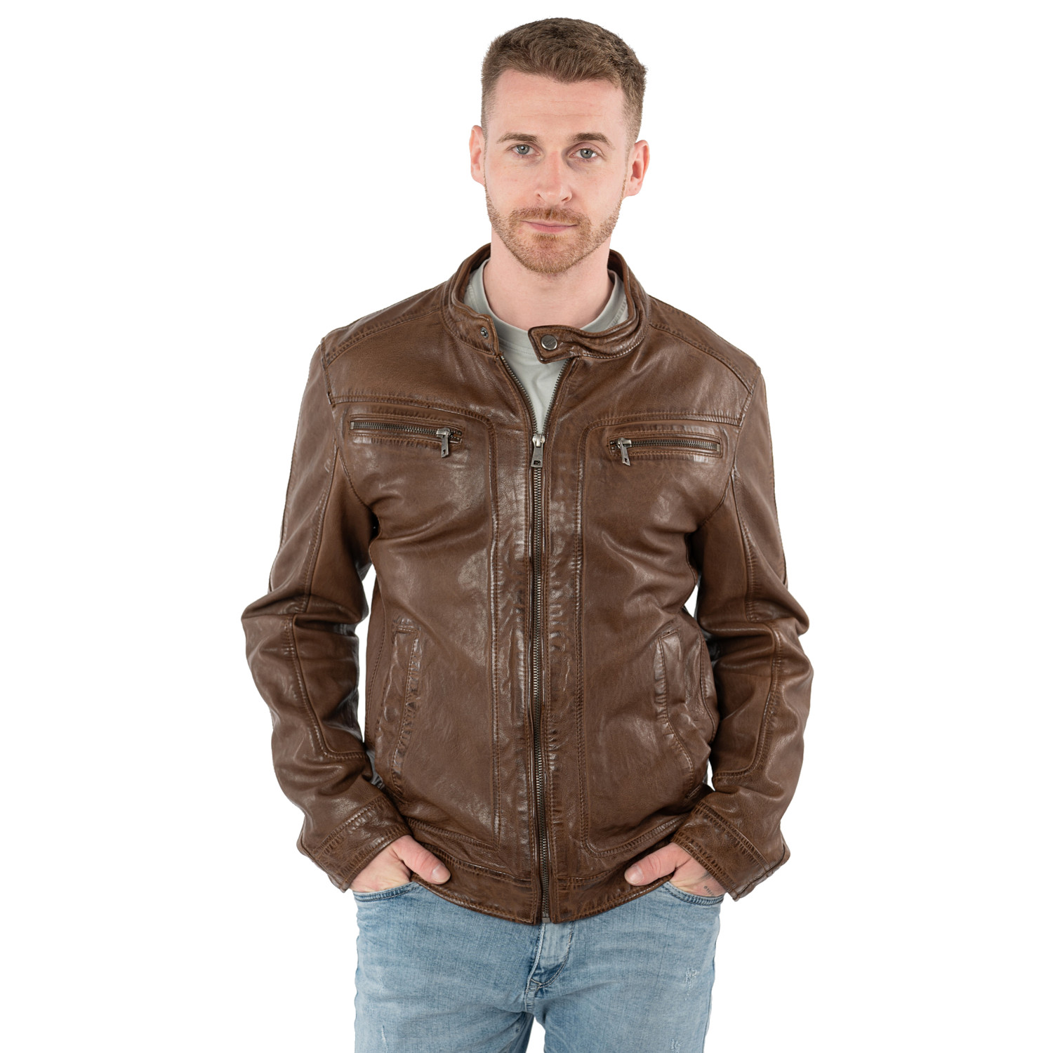 Męska skórzana kurtka Mauritius Dusty Brown MMRoley