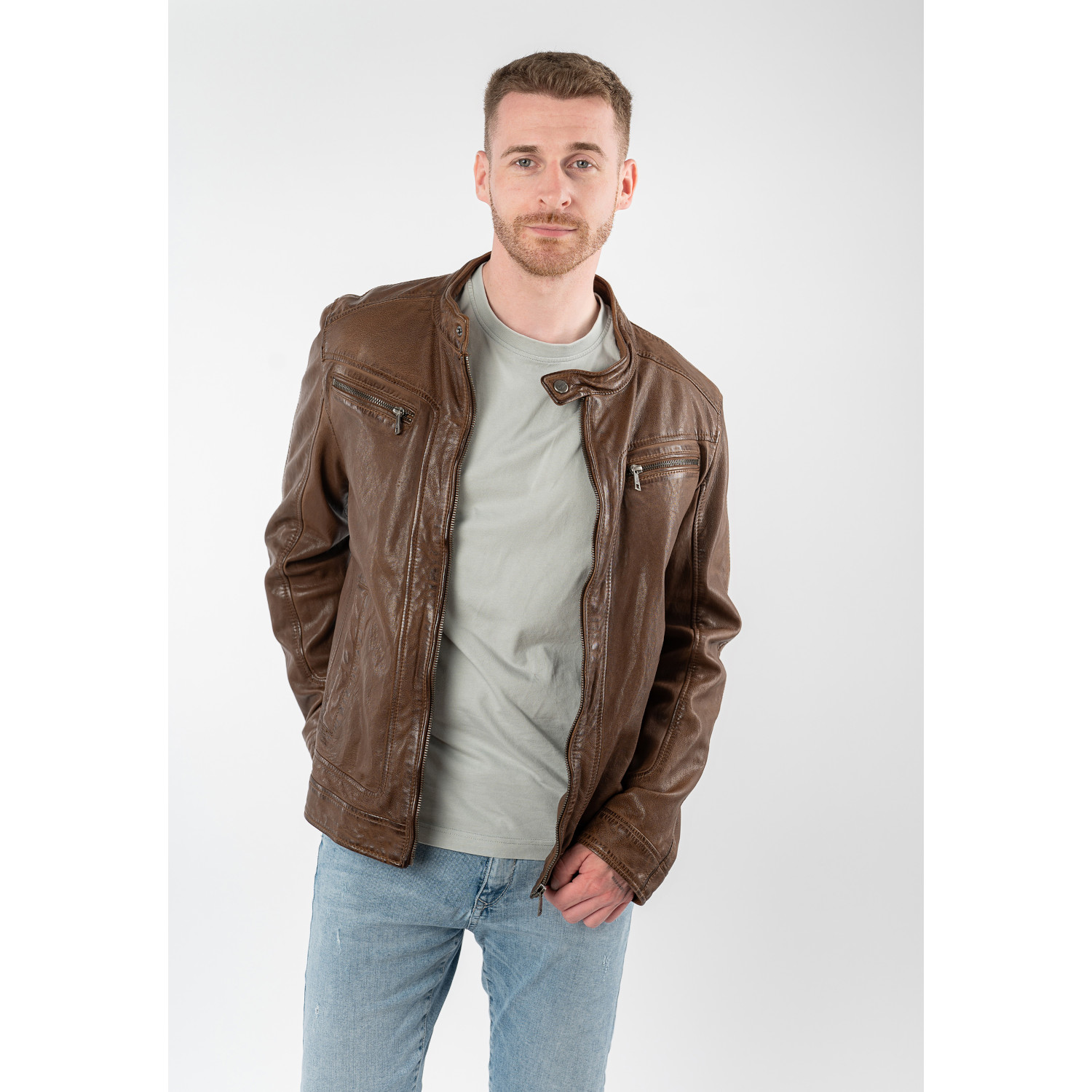 Męska skórzana kurtka Mauritius Dusty Brown MMRoley