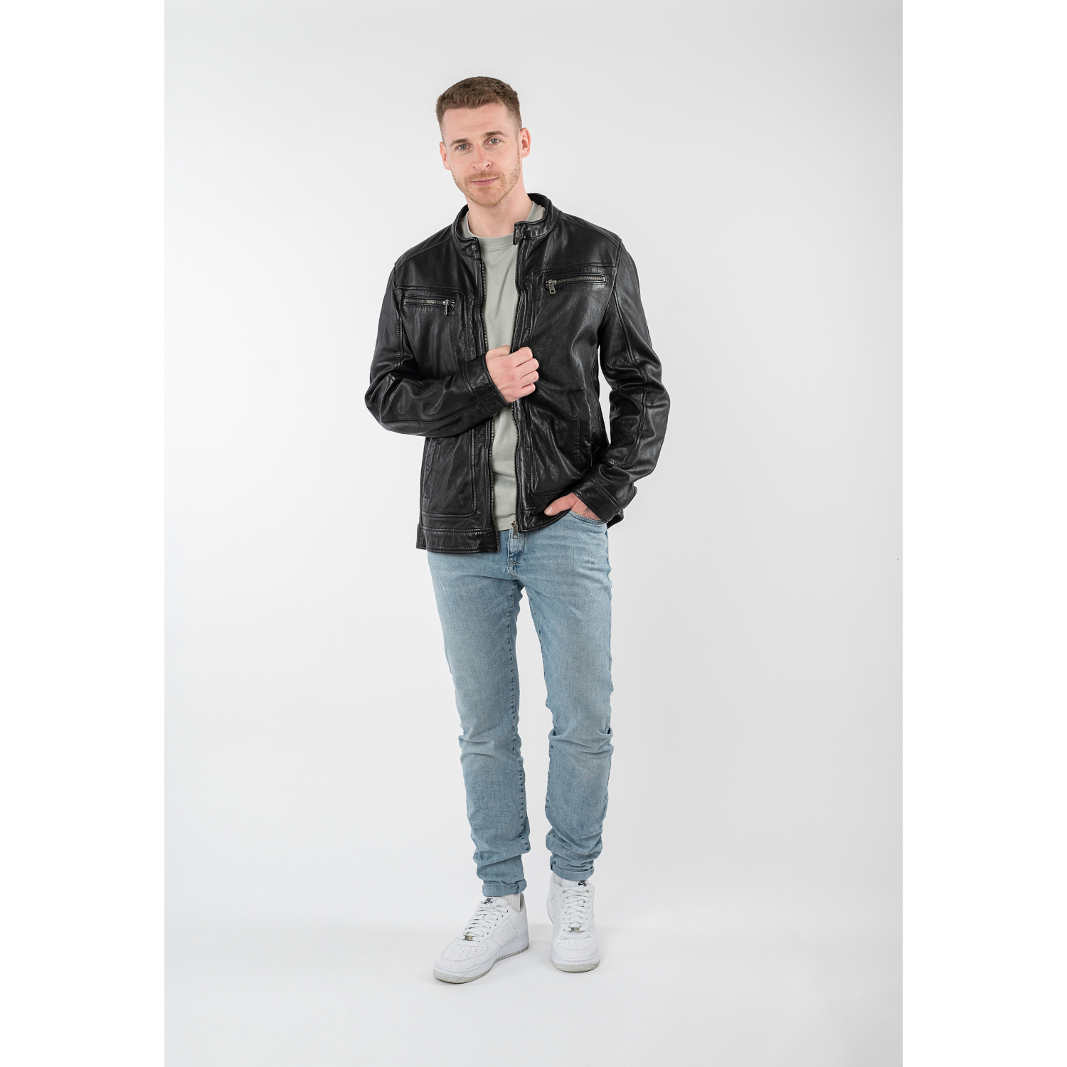 Męska skórzana kurtka Mauritius Czarna MMRoley