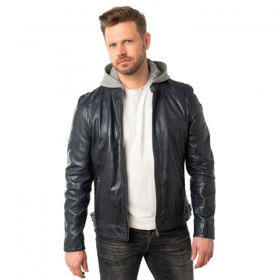 Męska skórzana kurtka Mauritius Ciemnogranatowa MMRylo