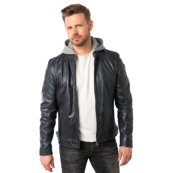 Męska skórzana kurtka Mauritius Ciemnogranatowa MMRylo