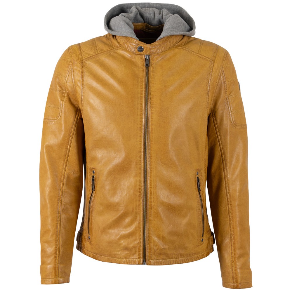 Męska skórzana kurtka Mauritius Ciemnożółta MMRylo - readytowear