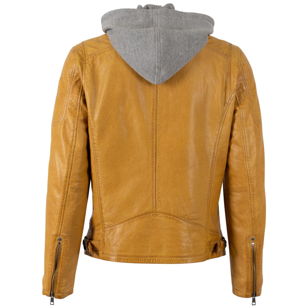 Męska skórzana kurtka Mauritius Ciemnożółta MMRylo - readytowear