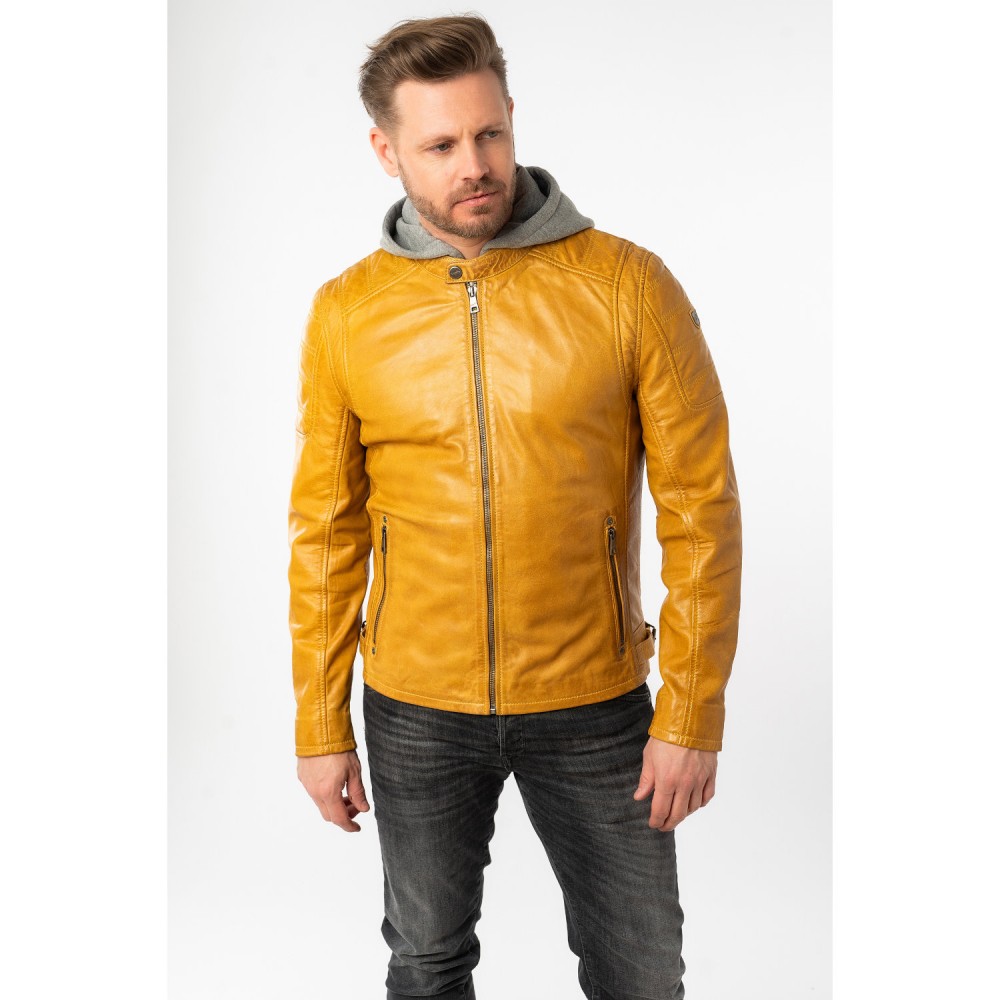 Męska skórzana kurtka Mauritius Ciemnożółta MMRylo - readytowear
