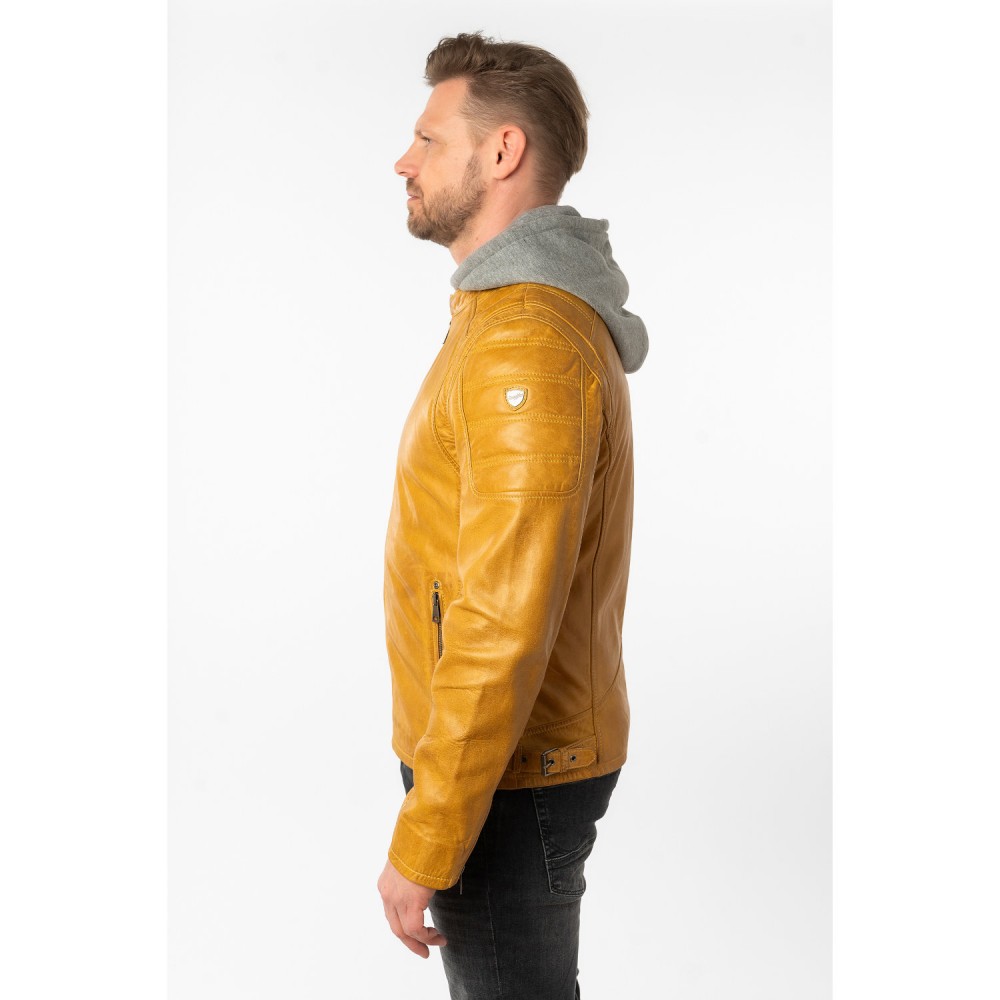 Męska skórzana kurtka Mauritius Ciemnożółta MMRylo - readytowear