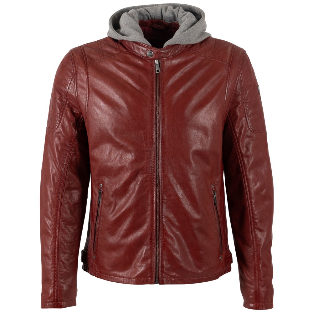 Męska skórzana kurtka Mauritius bordowa MMRylo - readytowear