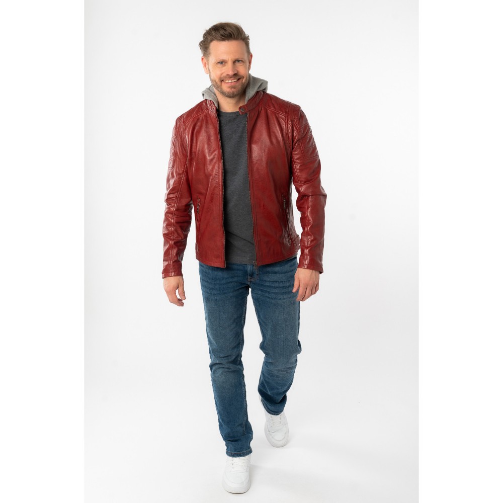 Męska skórzana kurtka Mauritius bordowa MMRylo - readytowear