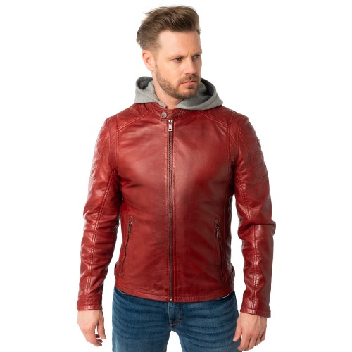 Męska skórzana kurtka Mauritius bordowa MMRylo