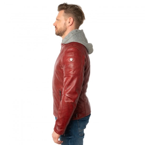Męska skórzana kurtka Mauritius bordowa MMRylo