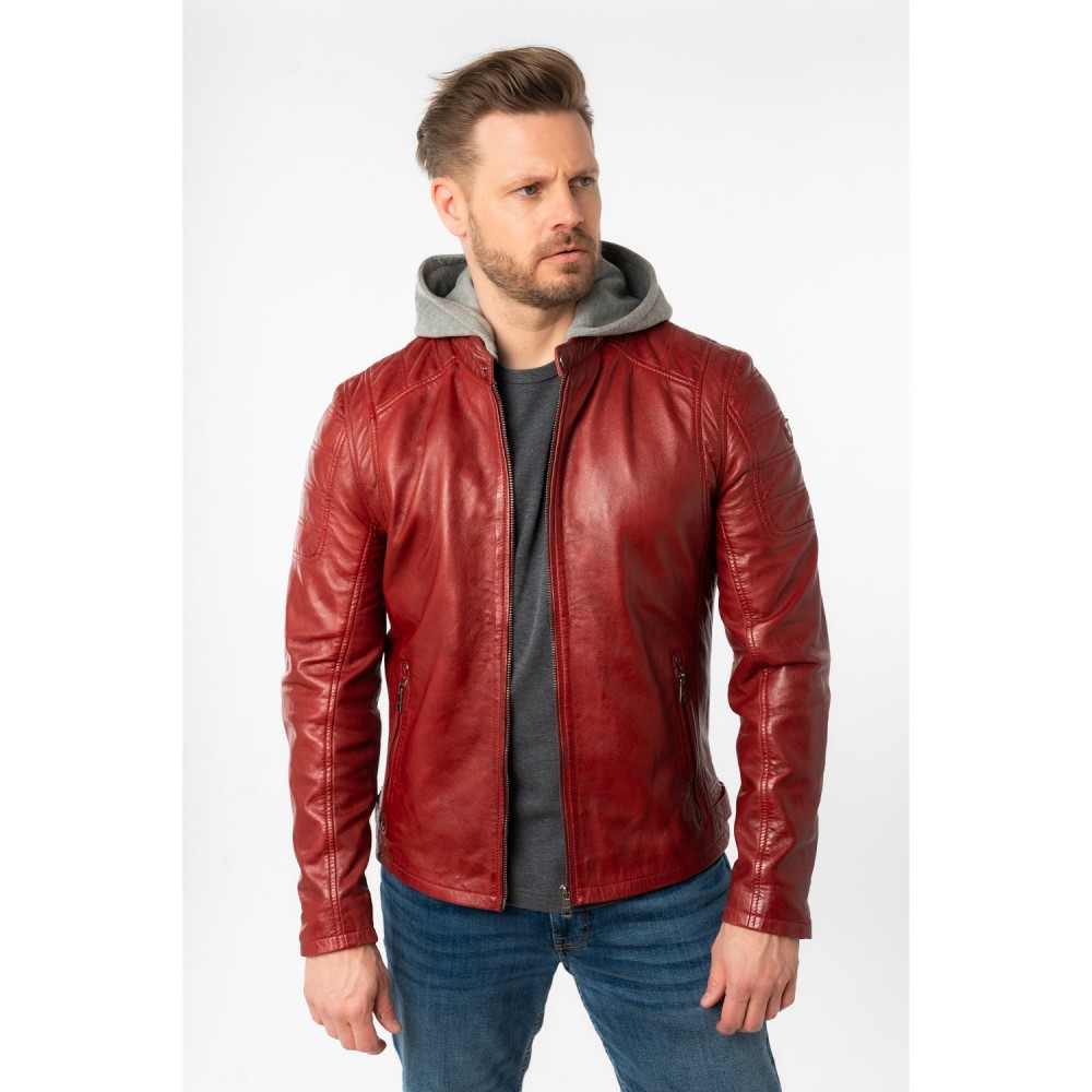 Męska skórzana kurtka Mauritius bordowa MMRylo - readytowear