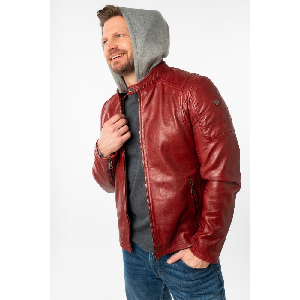 Męska skórzana kurtka Mauritius bordowa MMRylo - readytowear
