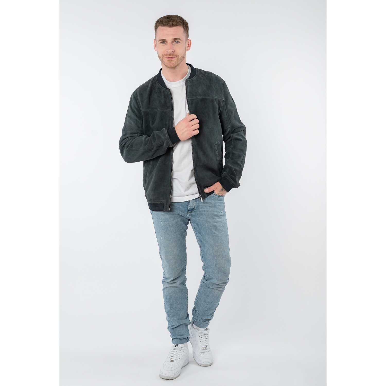 Męska skórzana kurtka Mauritius granatowa MMSahol – Kurtki skórzane