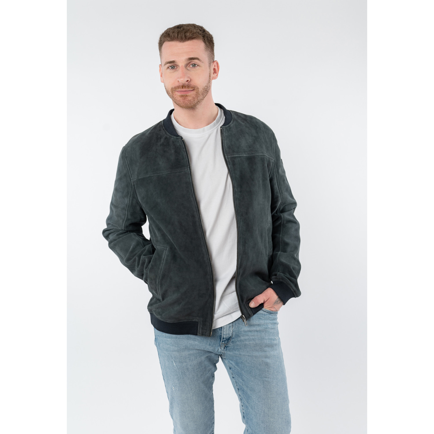 Męska skórzana kurtka Mauritius granatowa MMSahol – Kurtki skórzane