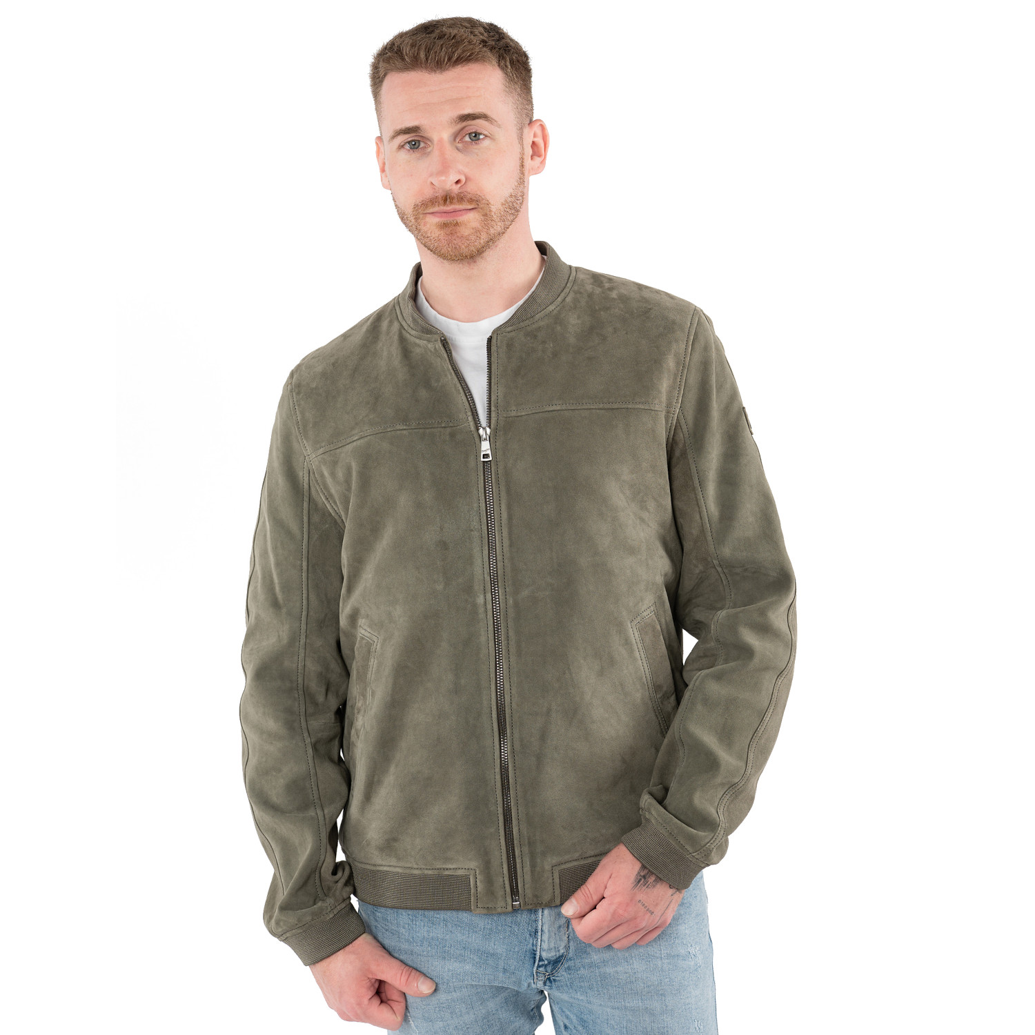 Męska skórzana kurtka Mauritius Jasnooliwkowa MMSahol – Kurtki skórzane