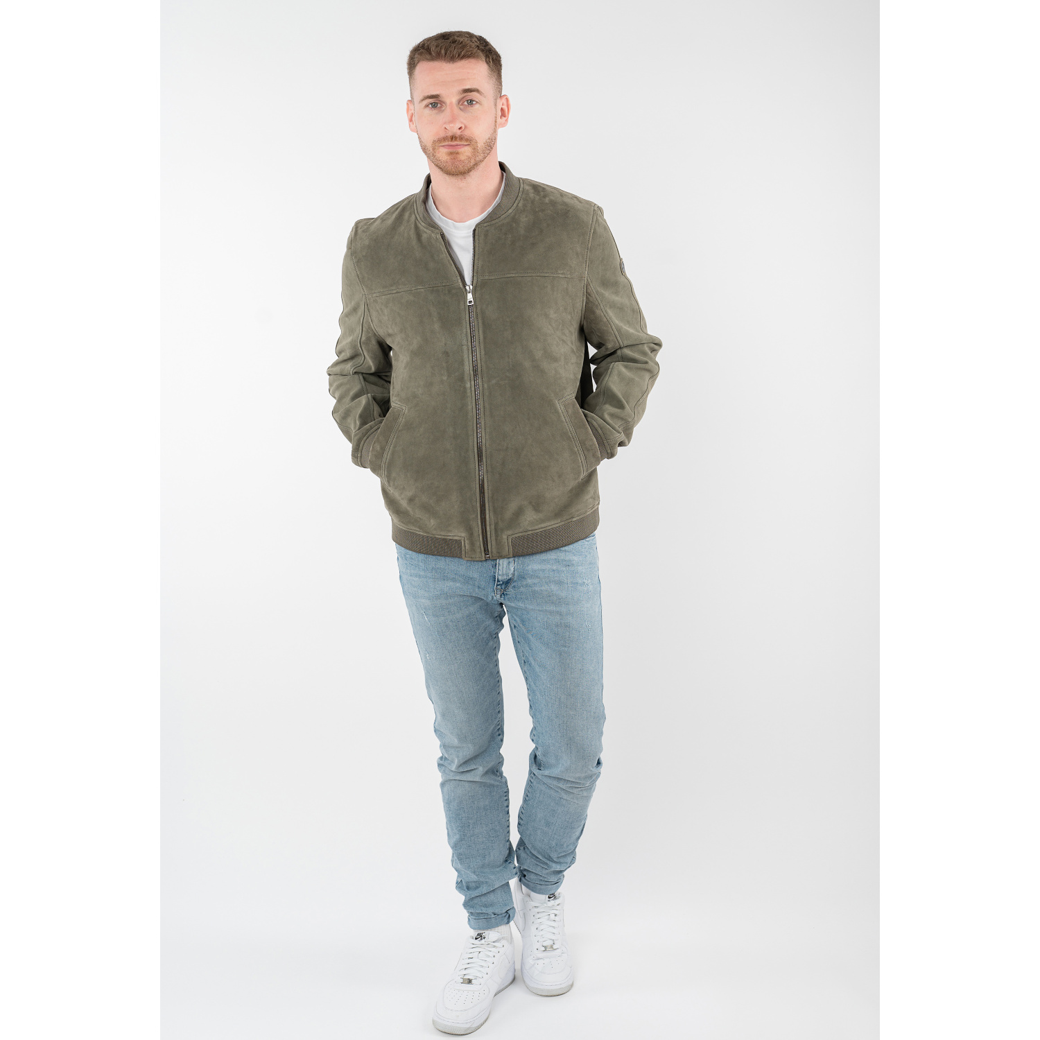 Męska skórzana kurtka Mauritius Jasnooliwkowa MMSahol – Kurtki skórzane