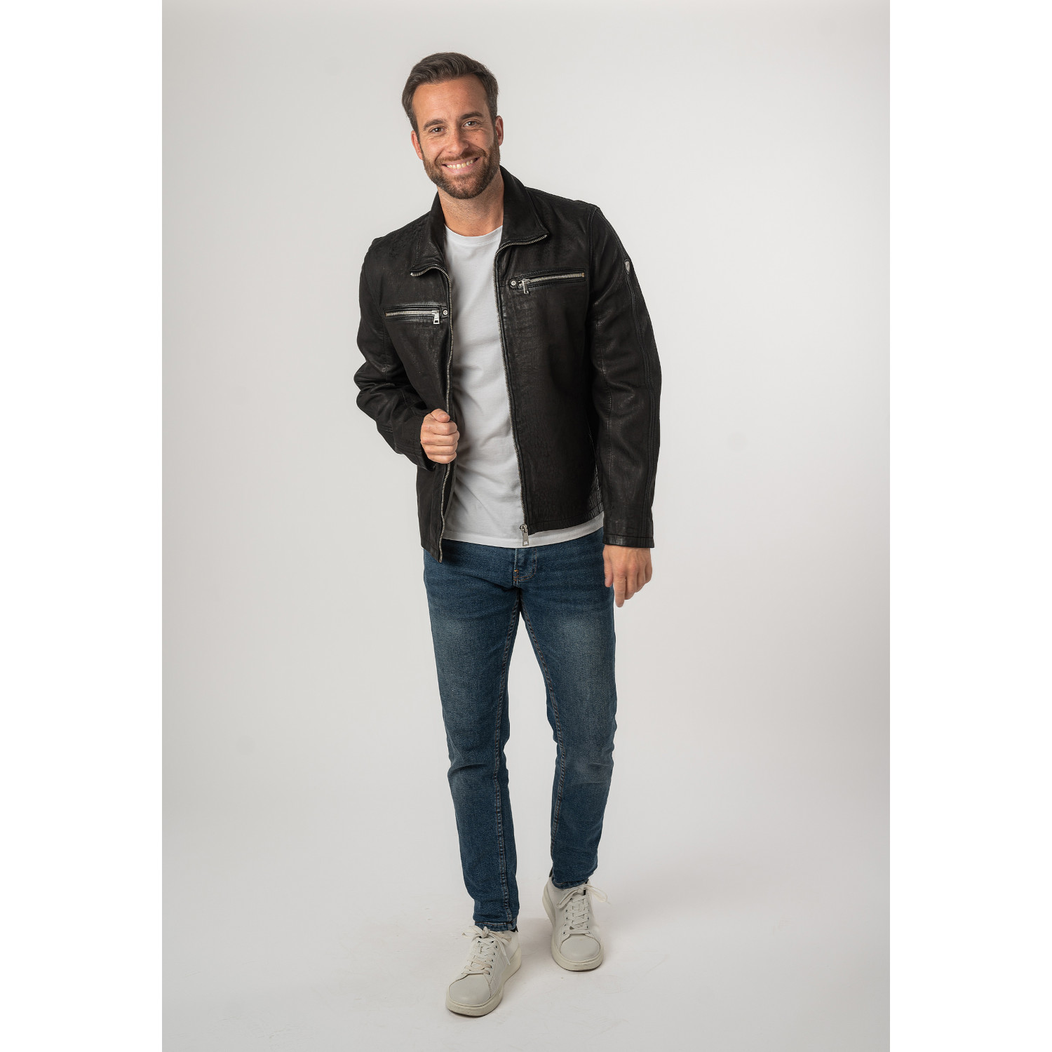 Męska skórzana kurtka Mauritius Czarna MMSantiago – Kurtki skórzane