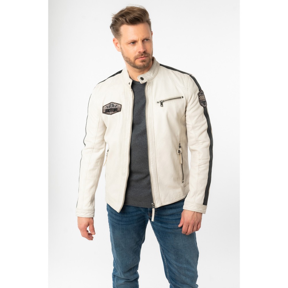 Męska skórzana kurtka Mauritius Off White MMShyko - readytowear