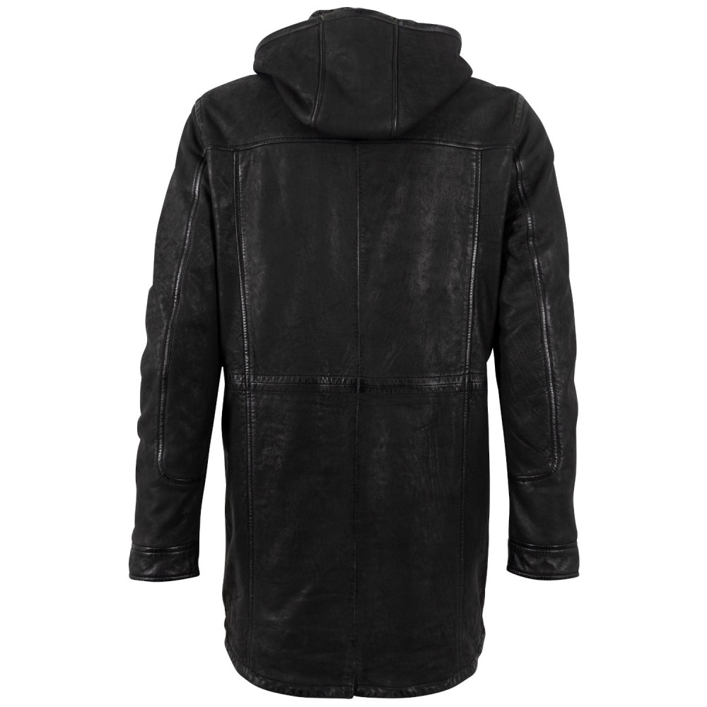 Męska długa skórzana kurtka Mauritius Czarna MMSitku - readytowear