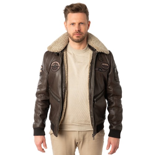 Męska skórzana kurtka Mauritius Ciemnobrązowa MMStarpilot