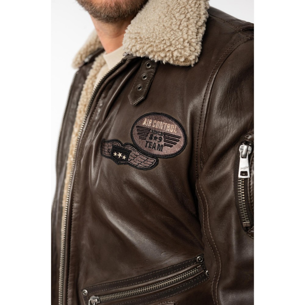 Męska skórzana kurtka Mauritius Ciemnobrązowa MMStarpilot - readytowear