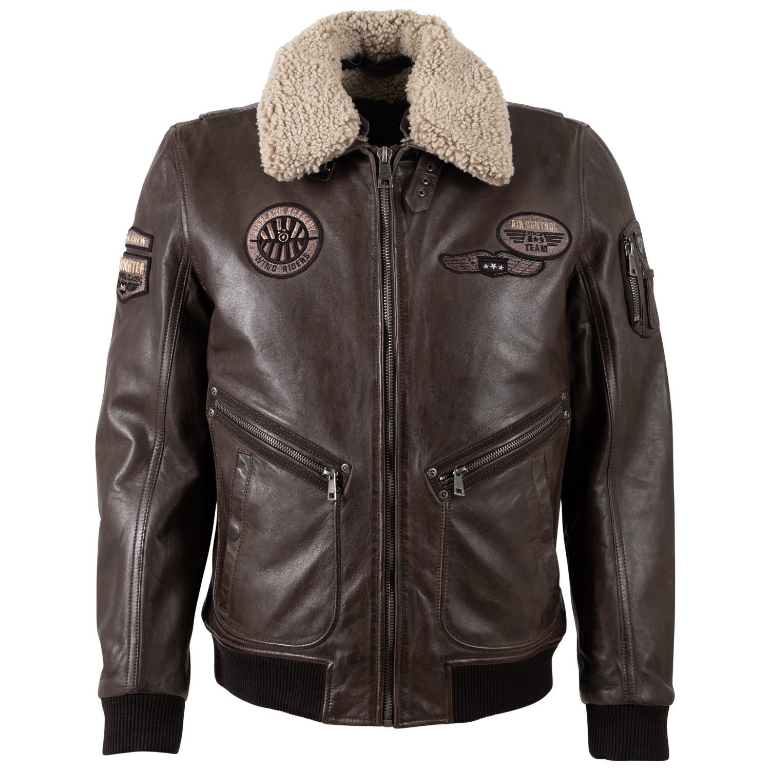 Męska skórzana kurtka Mauritius Ciemnobrązowa MMStarpilot – stoc