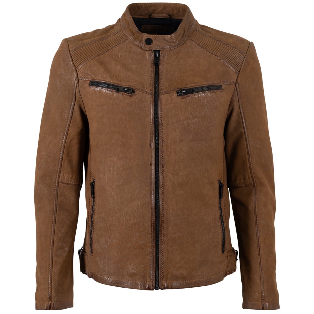 Męska skórzana kurtka Mauritius Ciemny Camel MMTaibo - readytowear