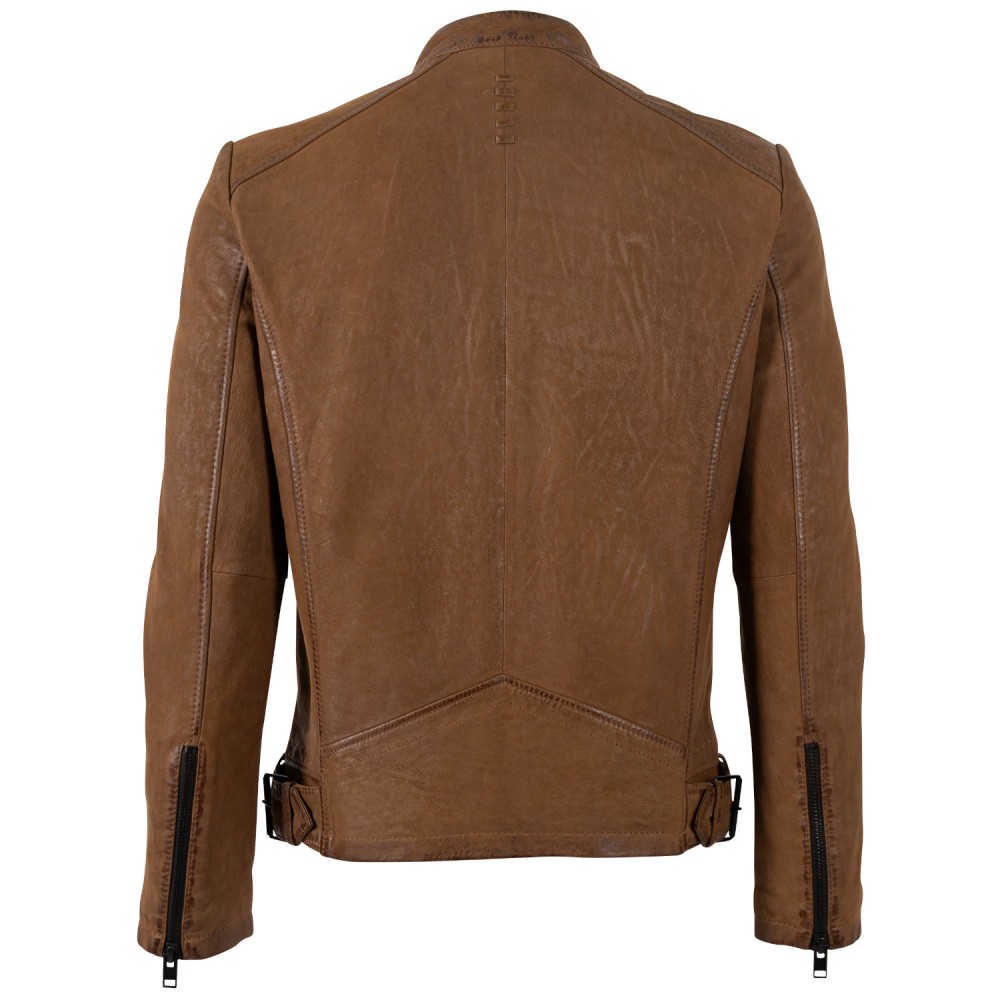 Męska skórzana kurtka Mauritius Ciemny Camel MMTaibo - readytowear