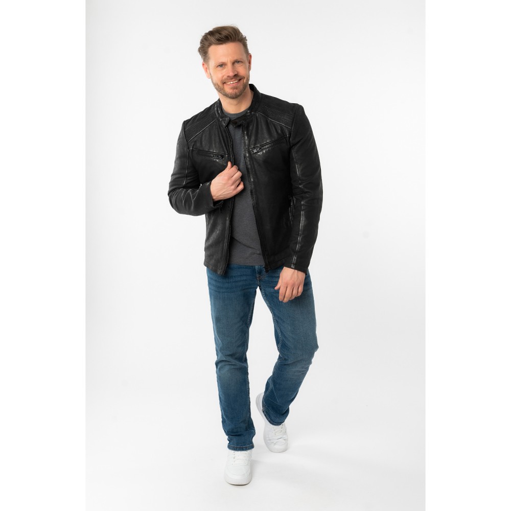 Męska skórzana kurtka Mauritius Czarna MMTaibo - readytowear