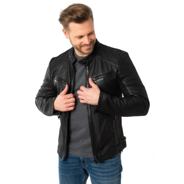 Męska skórzana kurtka Mauritius Czarna MMTaibo