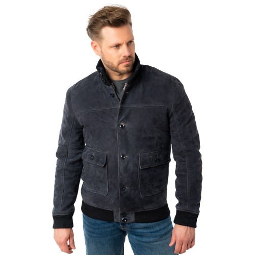 Męska skórzana kurtka Mauritius granatowa MMThalor