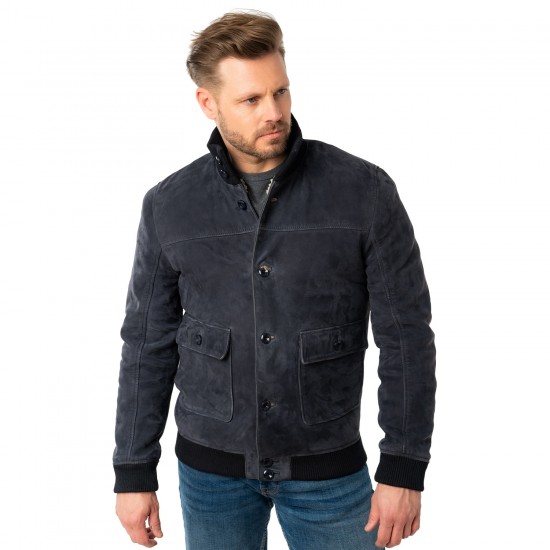 Męska skórzana kurtka Mauritius granatowa MMThalor