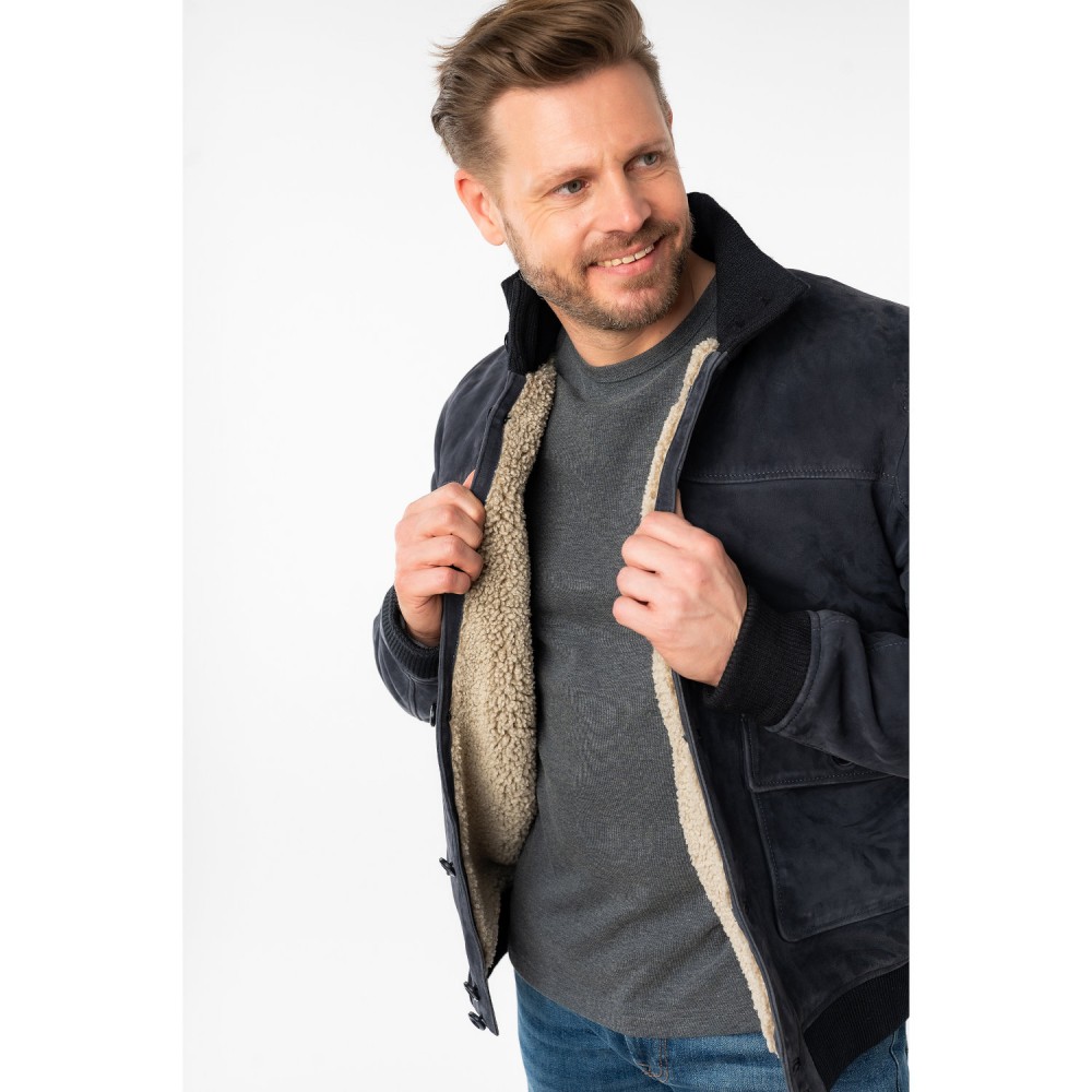 Męska skórzana kurtka Mauritius granatowa MMThalor - readytowear