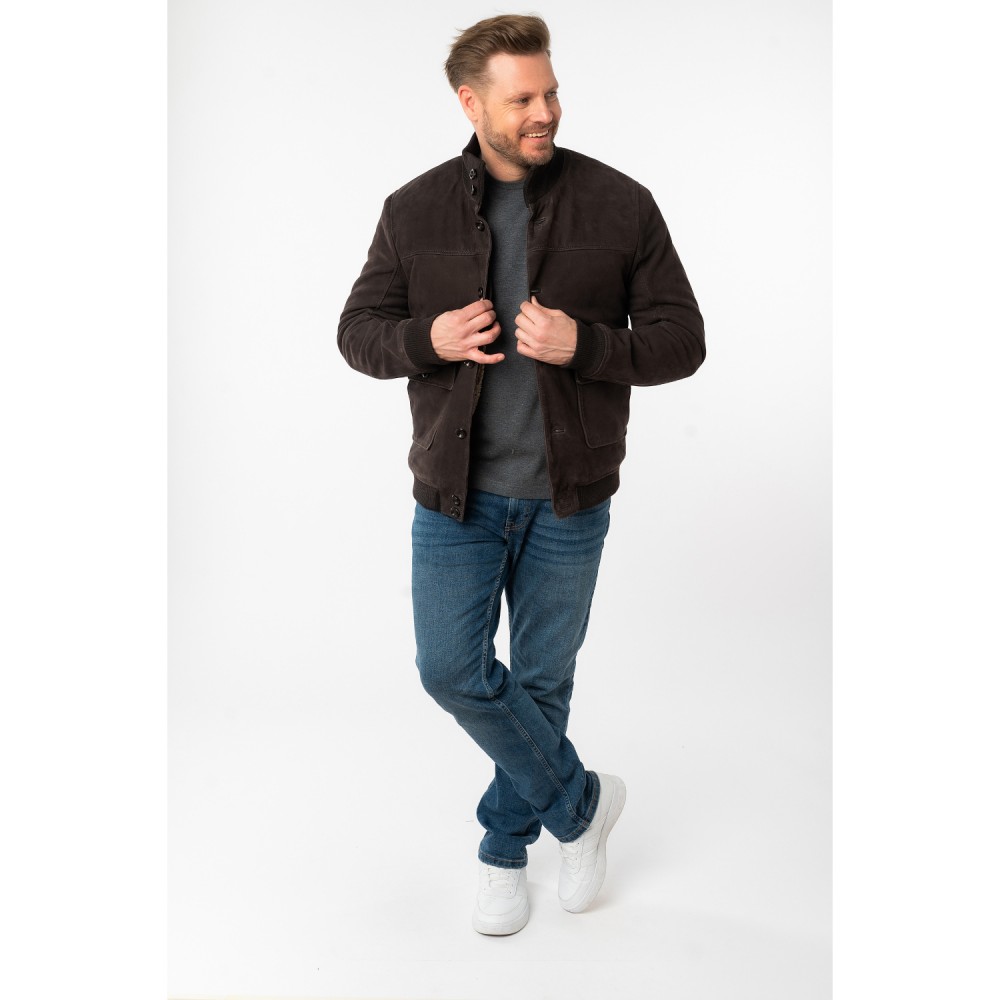Męska skórzana kurtka Mauritius Ciemnobrązowa MMThalor - readytowear