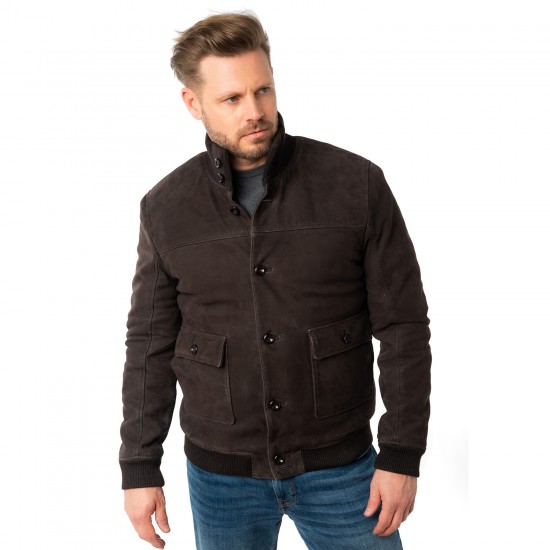 Męska skórzana kurtka Mauritius Ciemnobrązowa MMThalor
