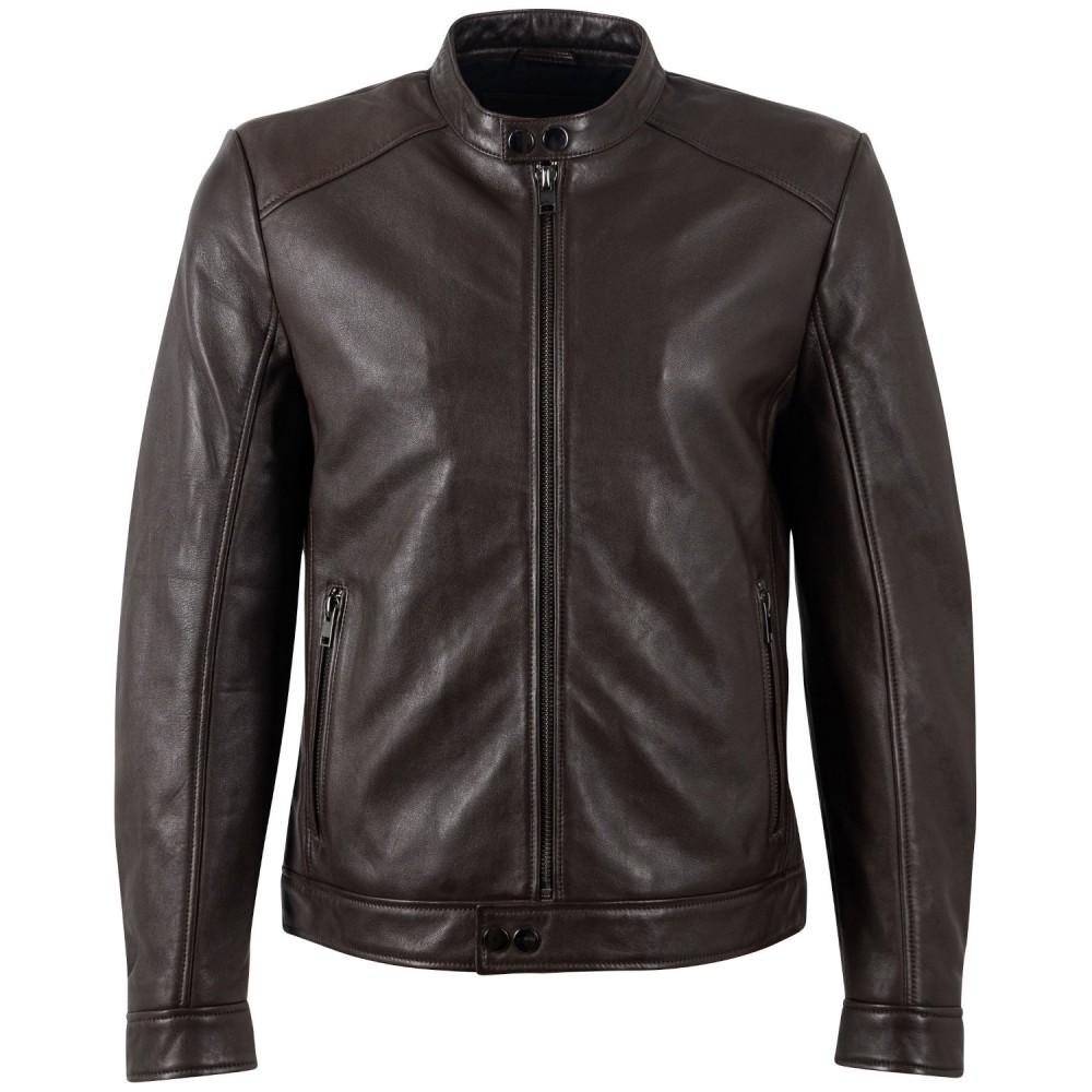 Męska skórzana kurtka Mauritius Ciemnobrązowa MMTibor - readytowear