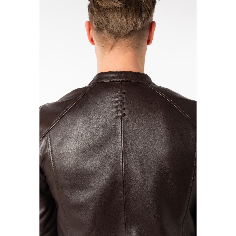 Męska skórzana kurtka Mauritius Ciemnobrązowa MMTibor - readytowear