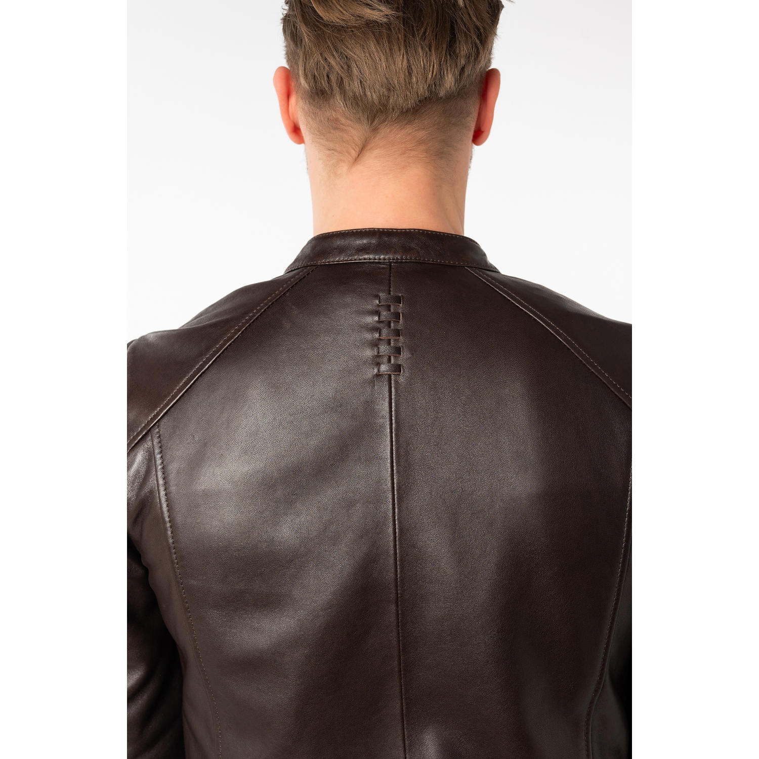 Męska skórzana kurtka Mauritius Ciemnobrązowa MMTibor – Kurtki skórzane