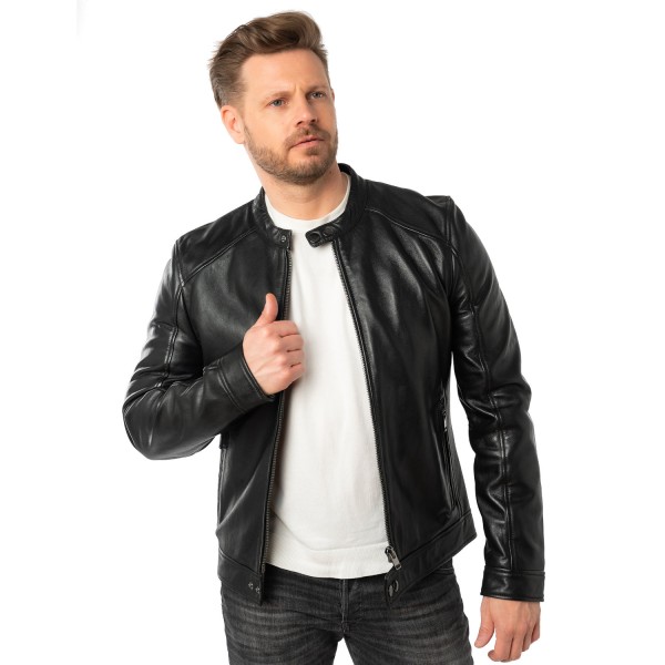 Męska skórzana kurtka Mauritius Czarna MMTibor